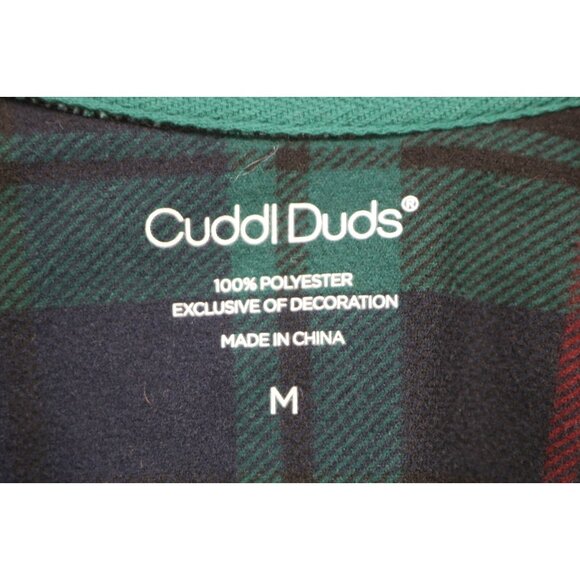 Cuddl Duds Navy/Green Plaid Pajama Set-Size Medium-Drawstring-Pockets-Classic - Picture 16 of 16